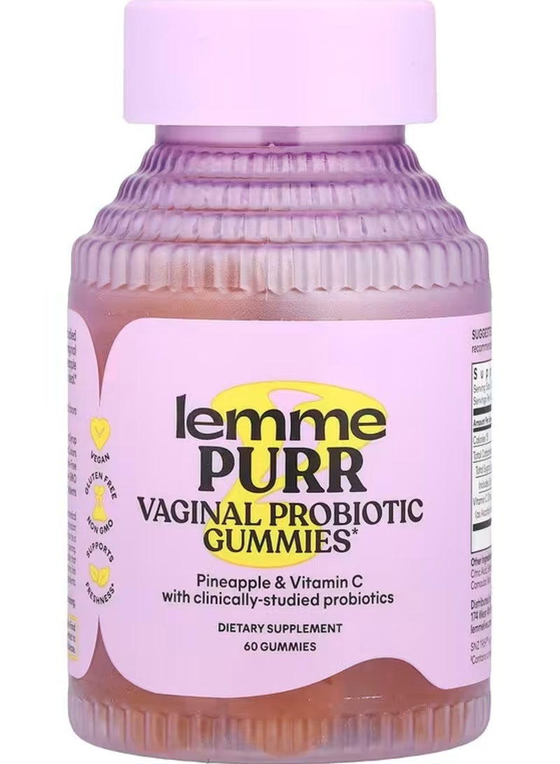 Lemme, Purr, Vaginal Probiotic Gummies, Pineapple, 60 Gummies - Image 1